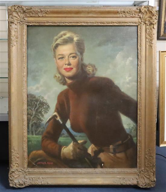 § Arthur George Mills (1907-1996) Portrait of the actress Helen Walker 36 x 28in.